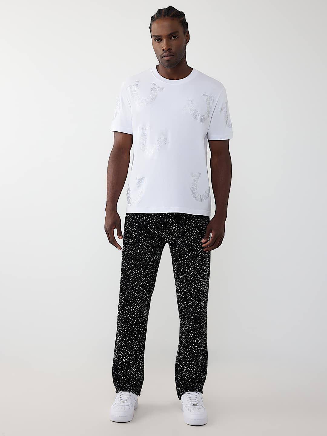 True Religion - Warped Logo Rhinestone Heavyweight Tee