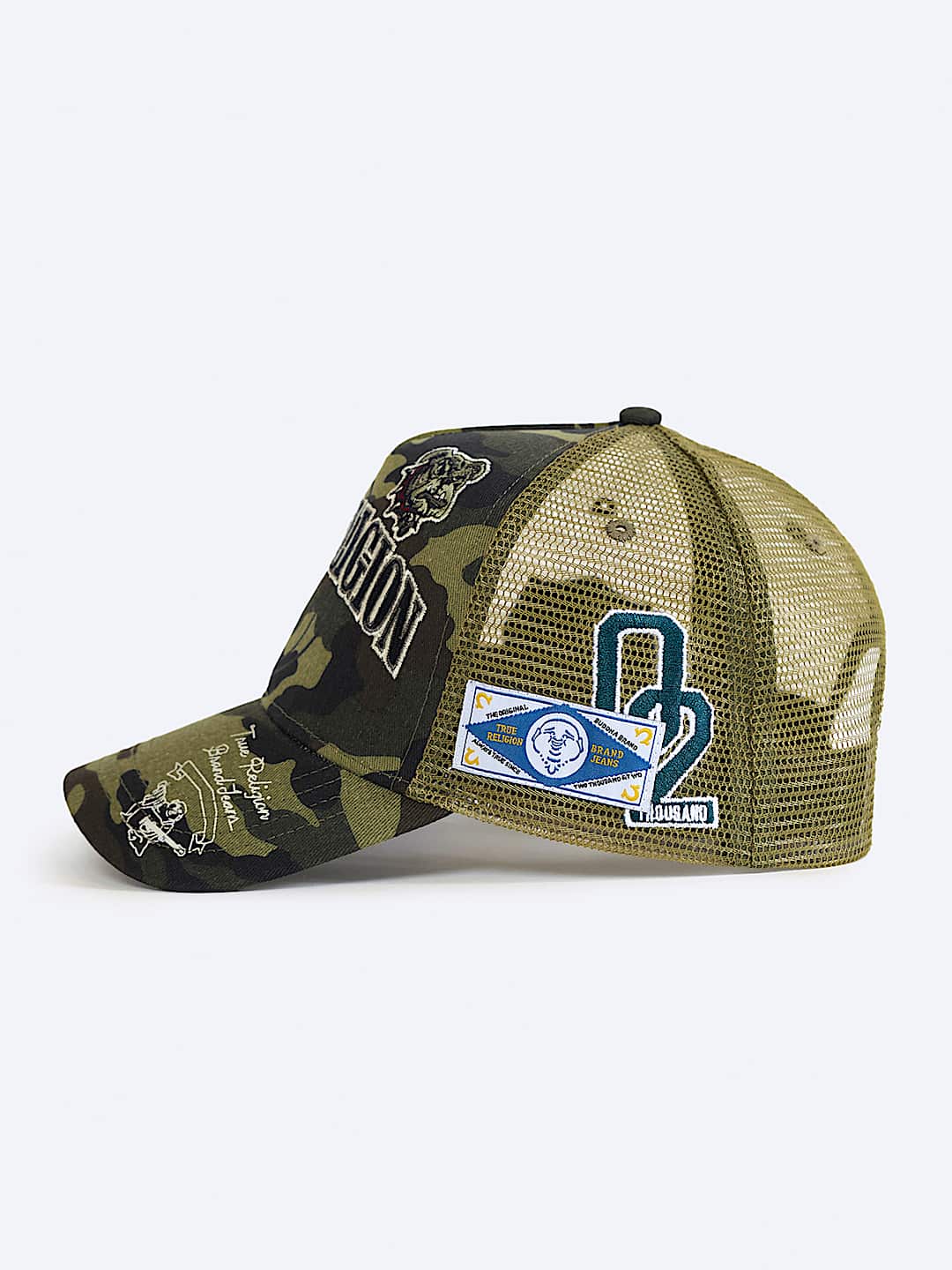 True Religion -Multi-logo Trucker Hat