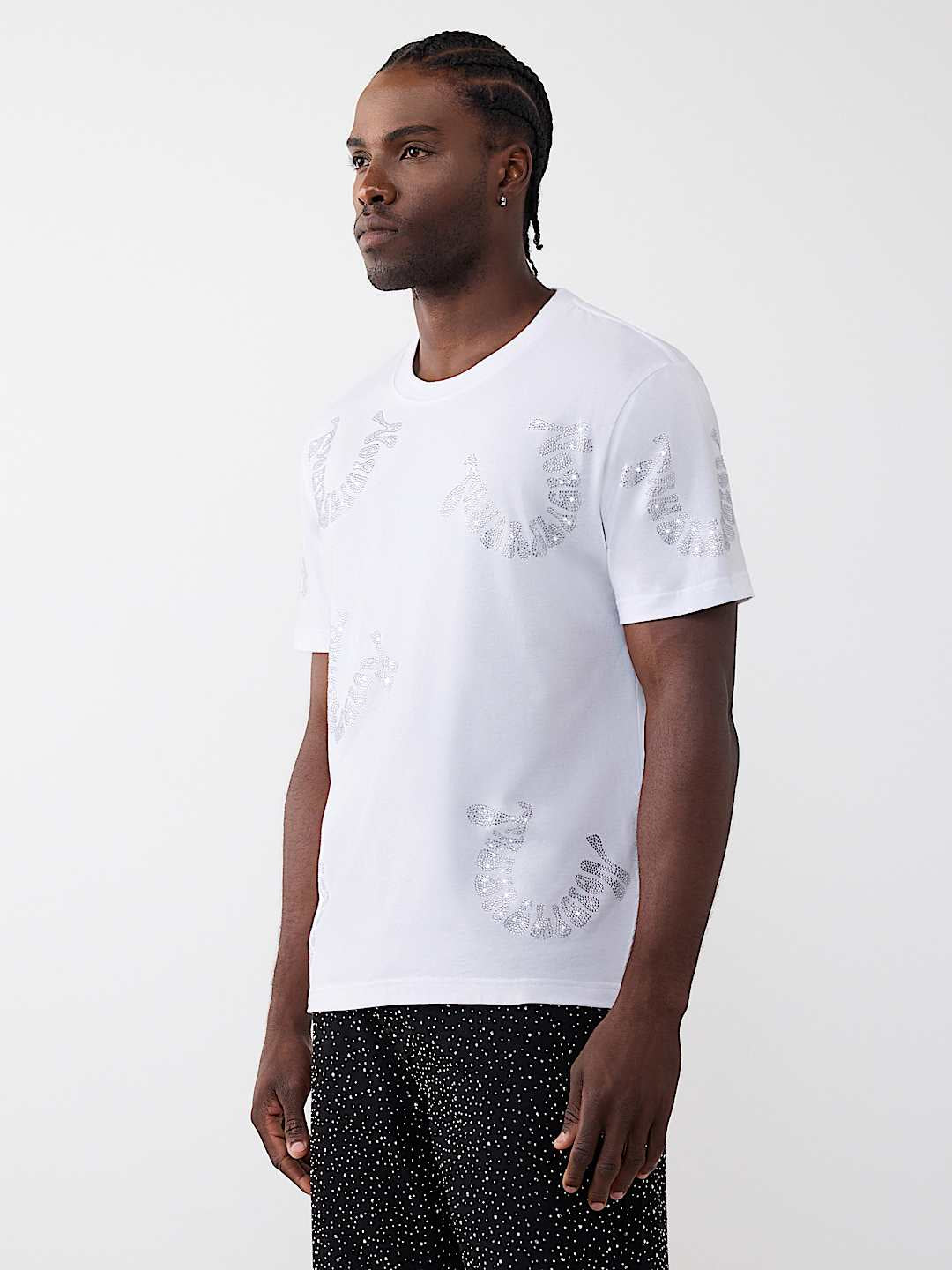True Religion - Warped Logo Rhinestone Heavyweight Tee