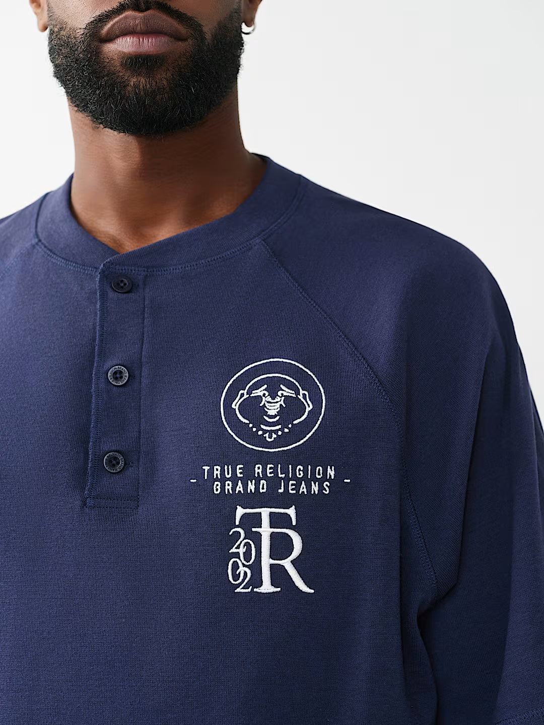 True Religion - Raglan Oversized Henley Tee