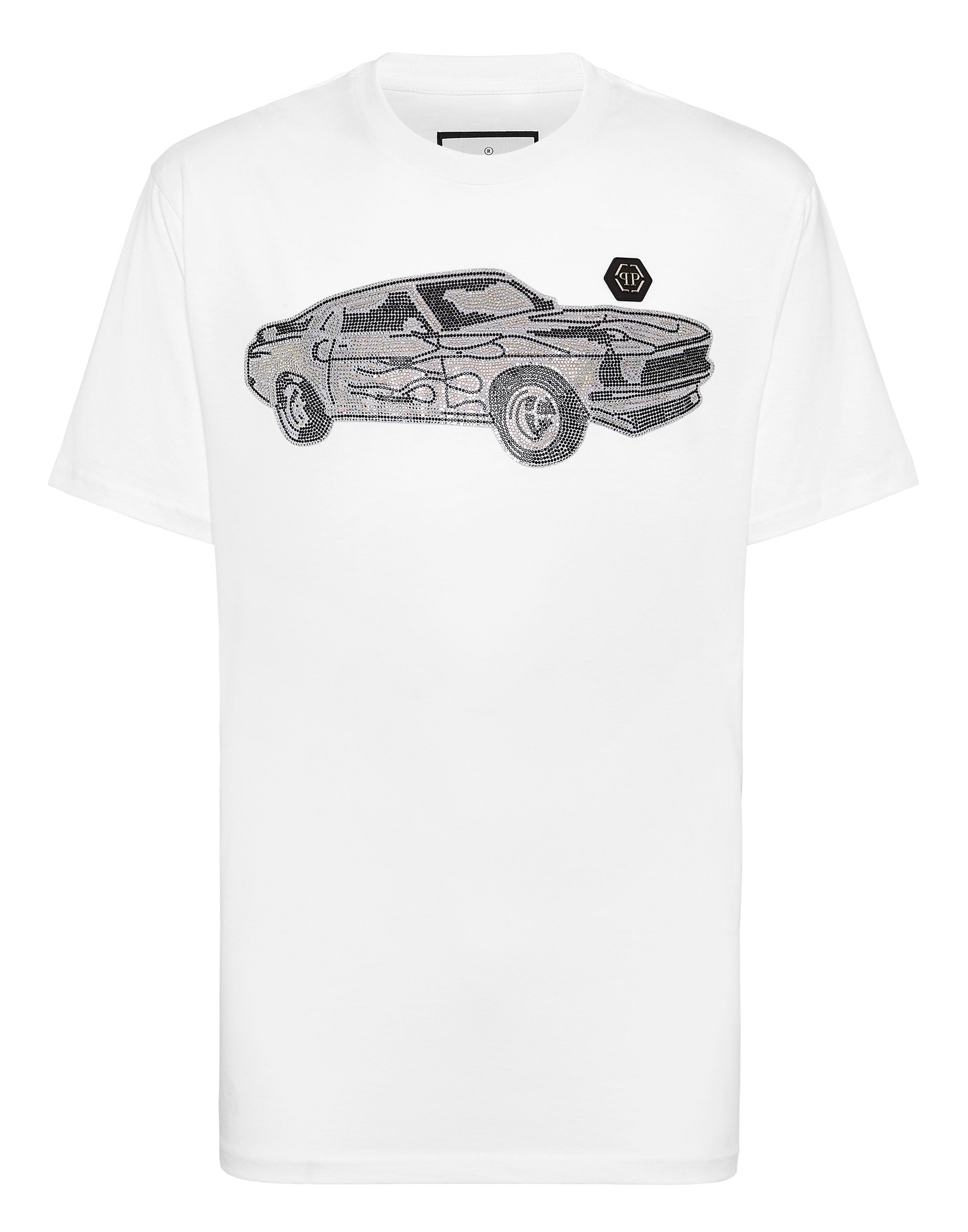 PHILIPP PLEIN - Jersey T-shirt Round Neck SS Strass Cars Racing