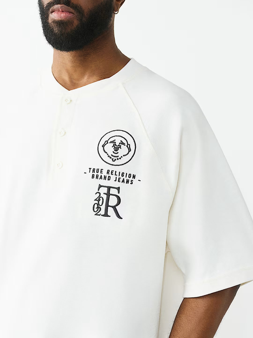 True Religion - Raglan Oversized Henley Tee
