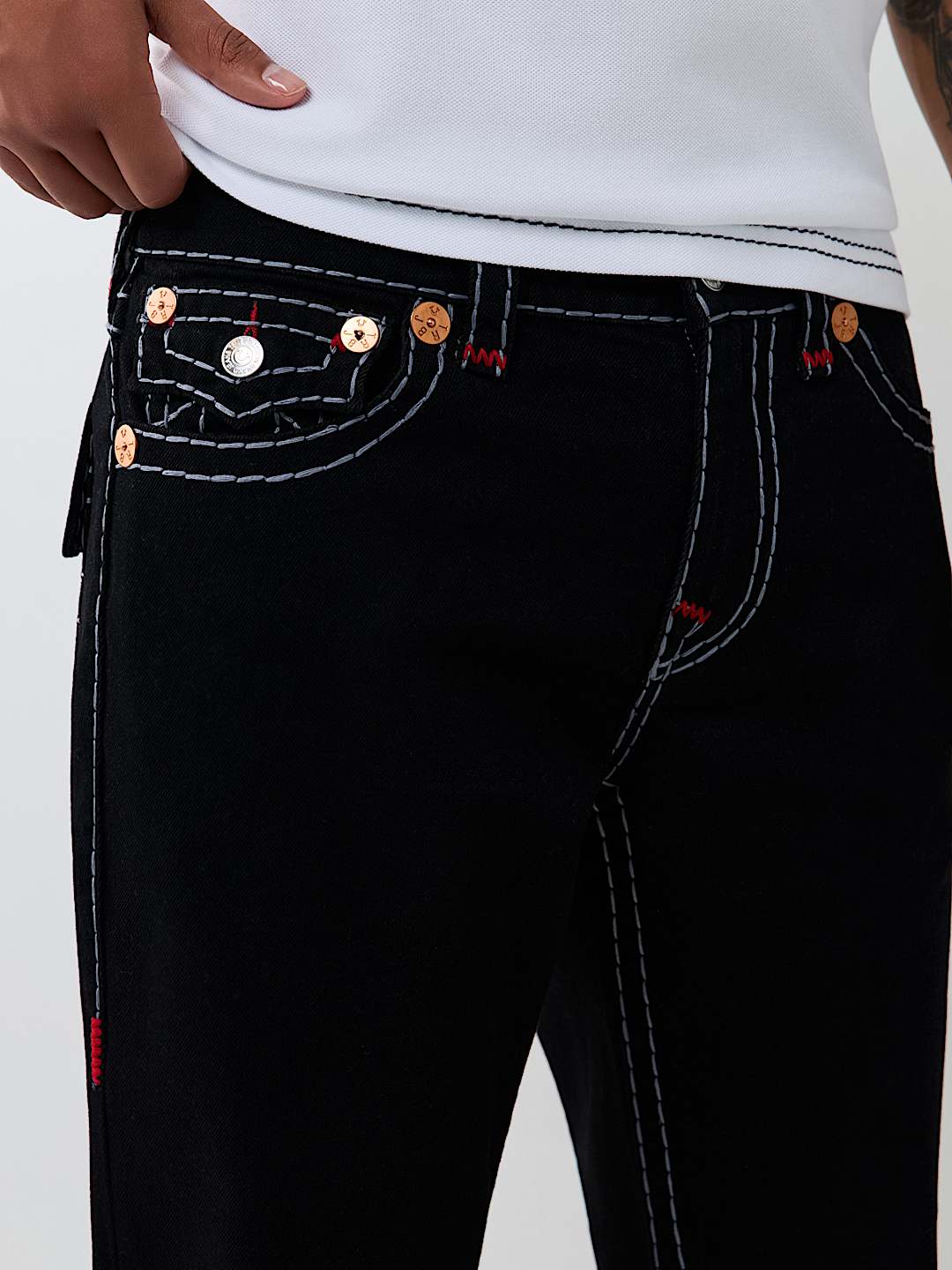 True Religion - Ricky Embroidered Super T Flap Straight Jean 34"