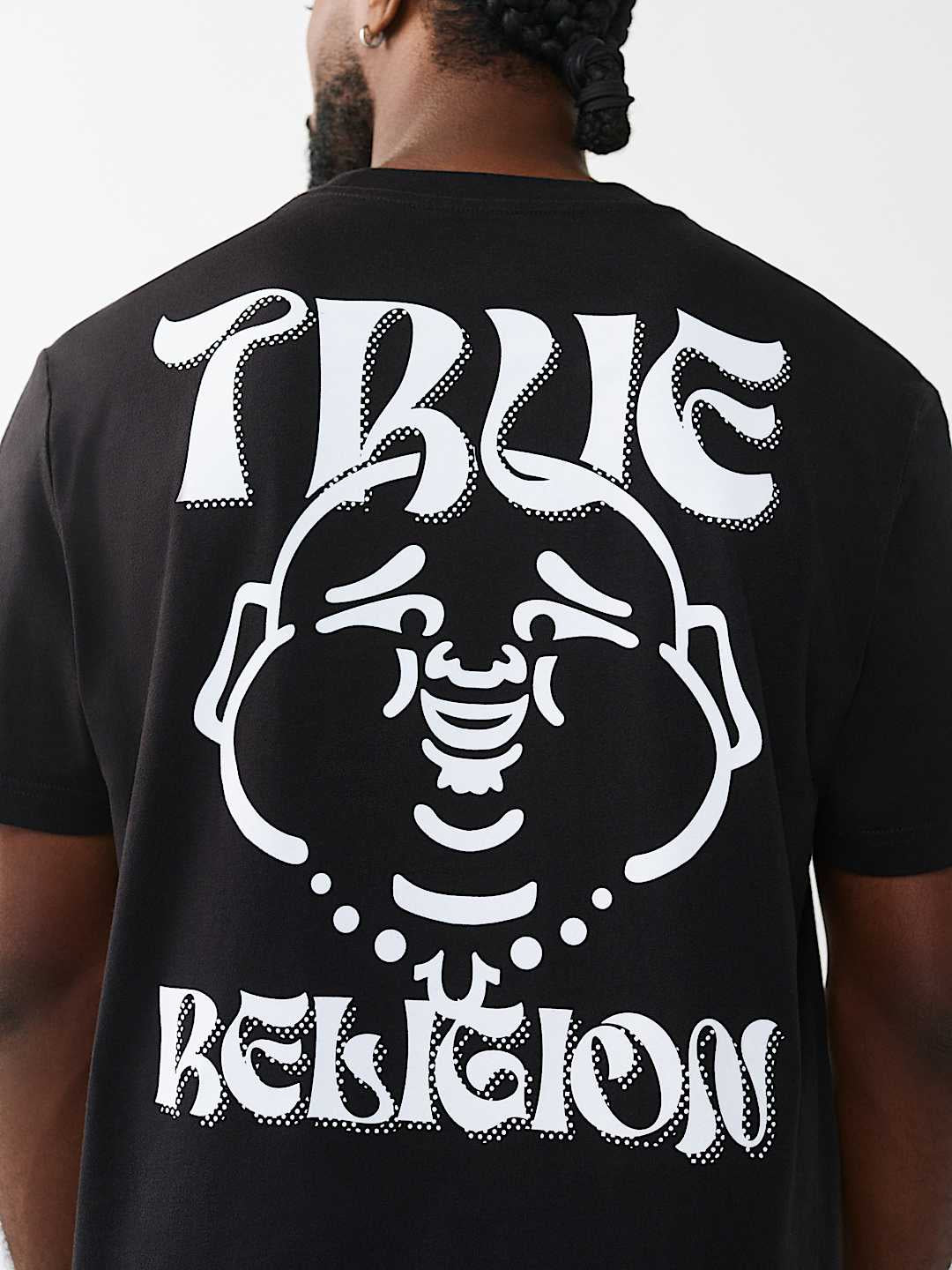 True Religion - Wavy Logo Buddha Face Graphic Tee