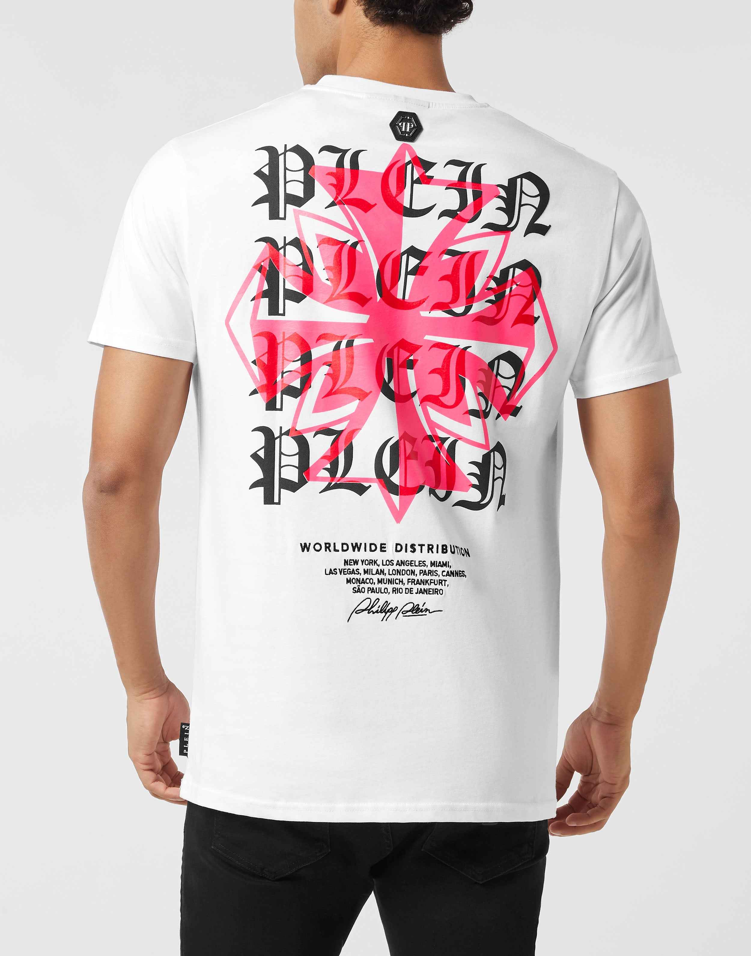 PHILIPP PLEIN - Round Neck T-Shirt Worldwide Puffy Crest