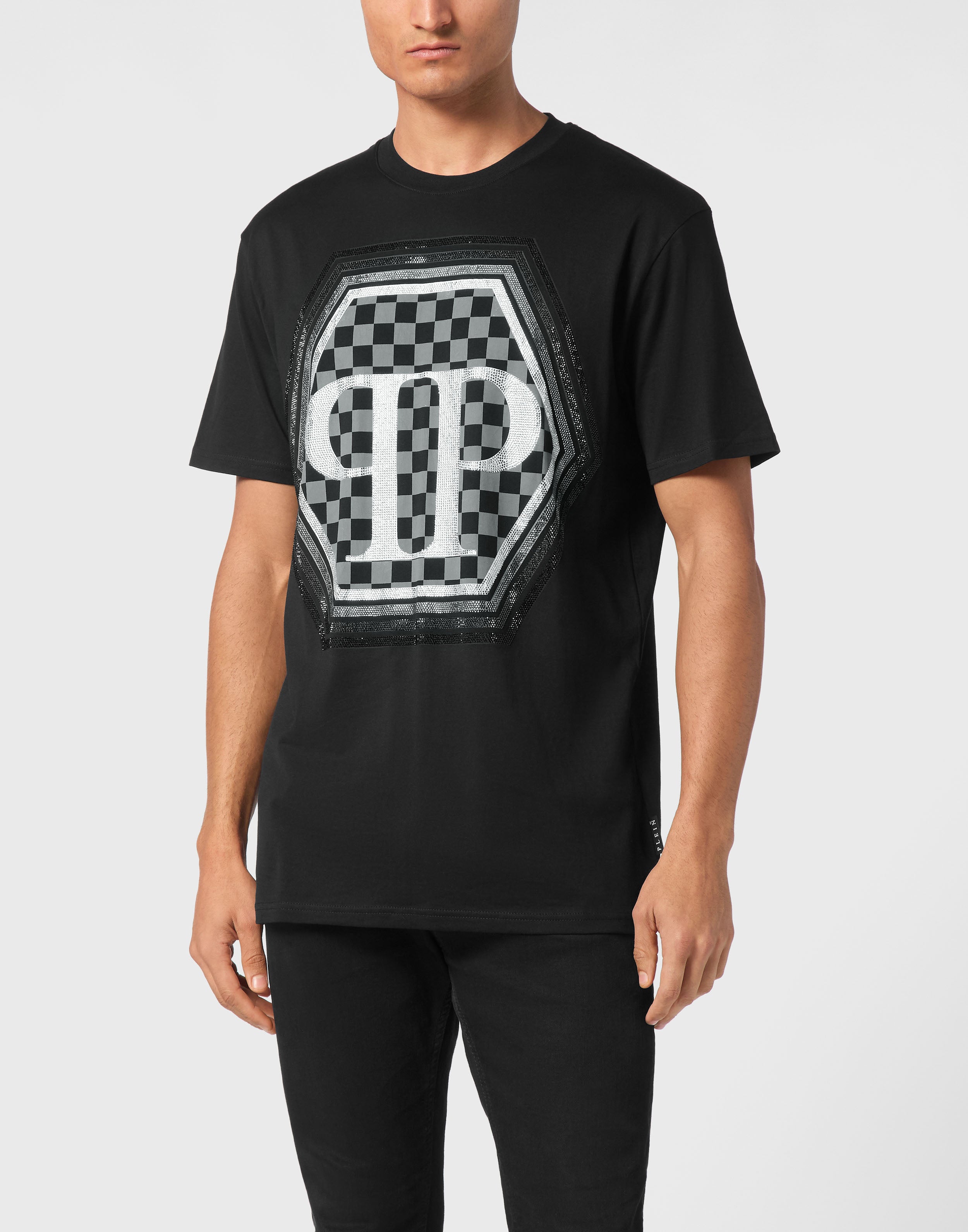 PHILIPP PLEIN - Jersey T-shirt Round Neck SS Strass Hexagon