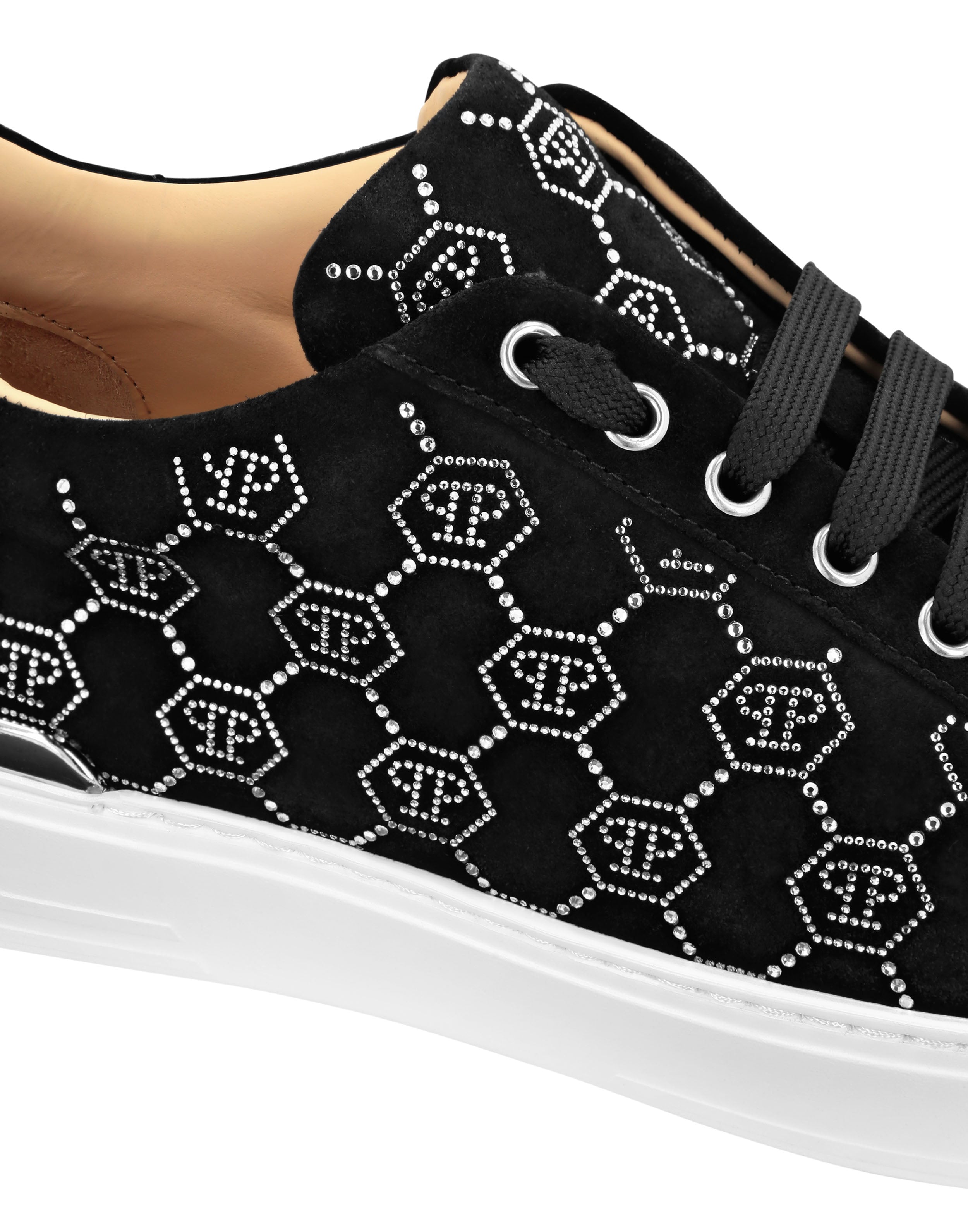 PHILIPP PLEIN  - Nappa Leather Lo-Top Sneakers Strass Monogram