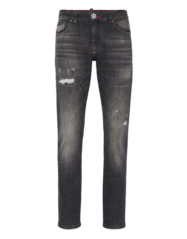 PHILIPP PLEIN - Destroyed Super Straight Cut Jeans