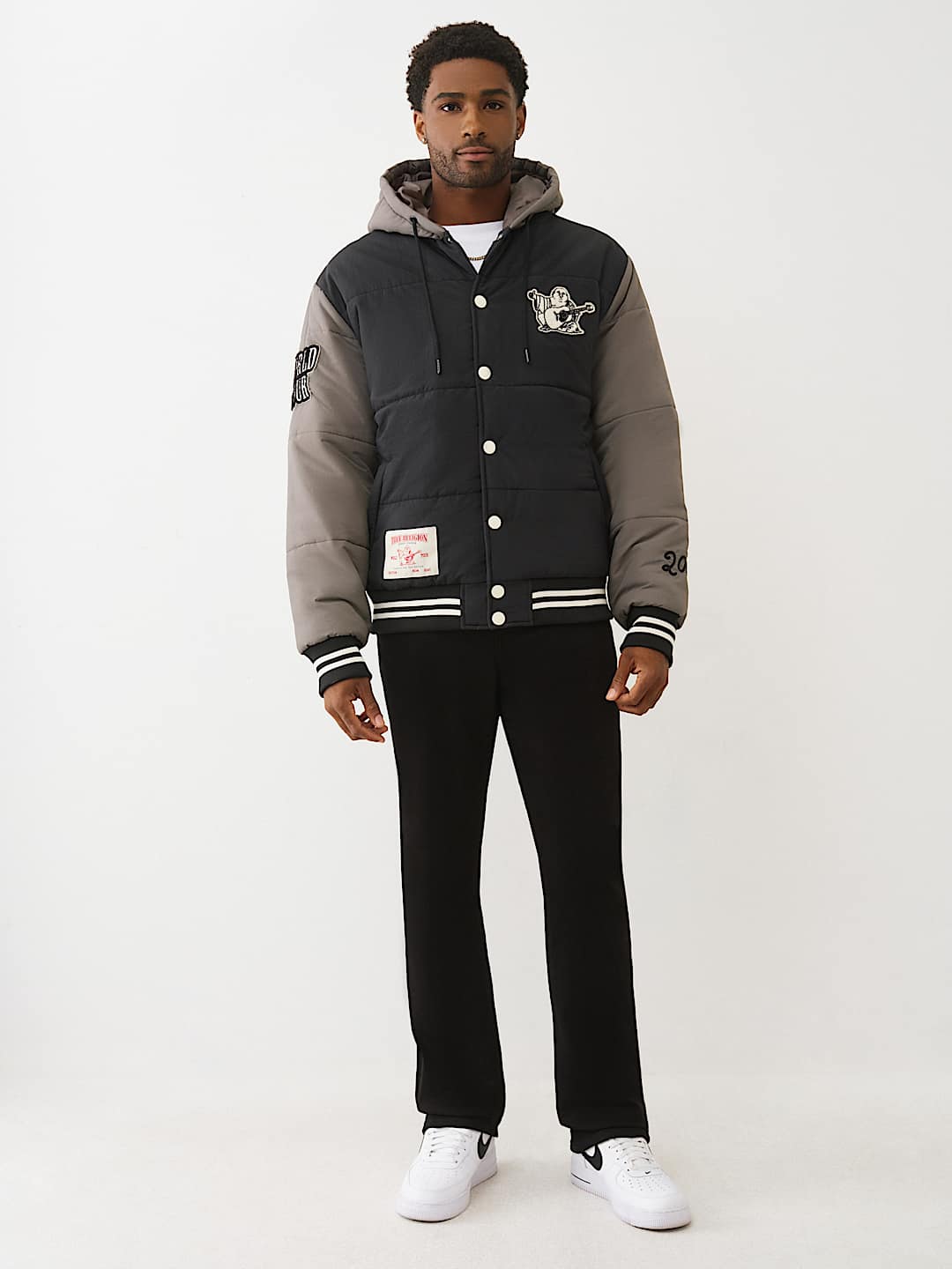 True Religion - Hooded Puffer Varsity Jacket