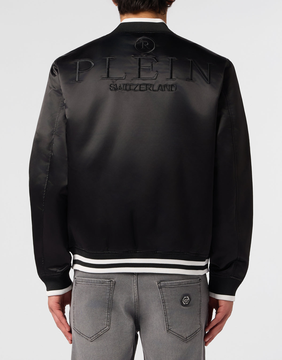 PHILIPP PLEIN - Satin College Bomber Plein Logo
