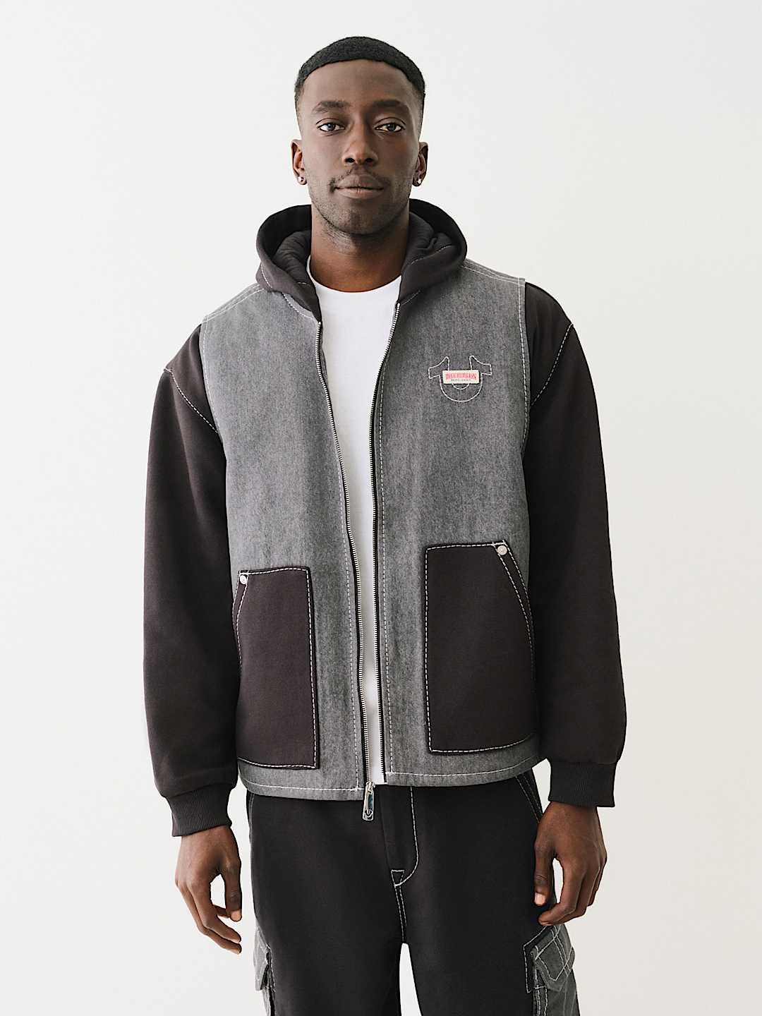 True Religion - HEAVY WEIGHT FLEECE LINED BIG T DENIM JACKET
