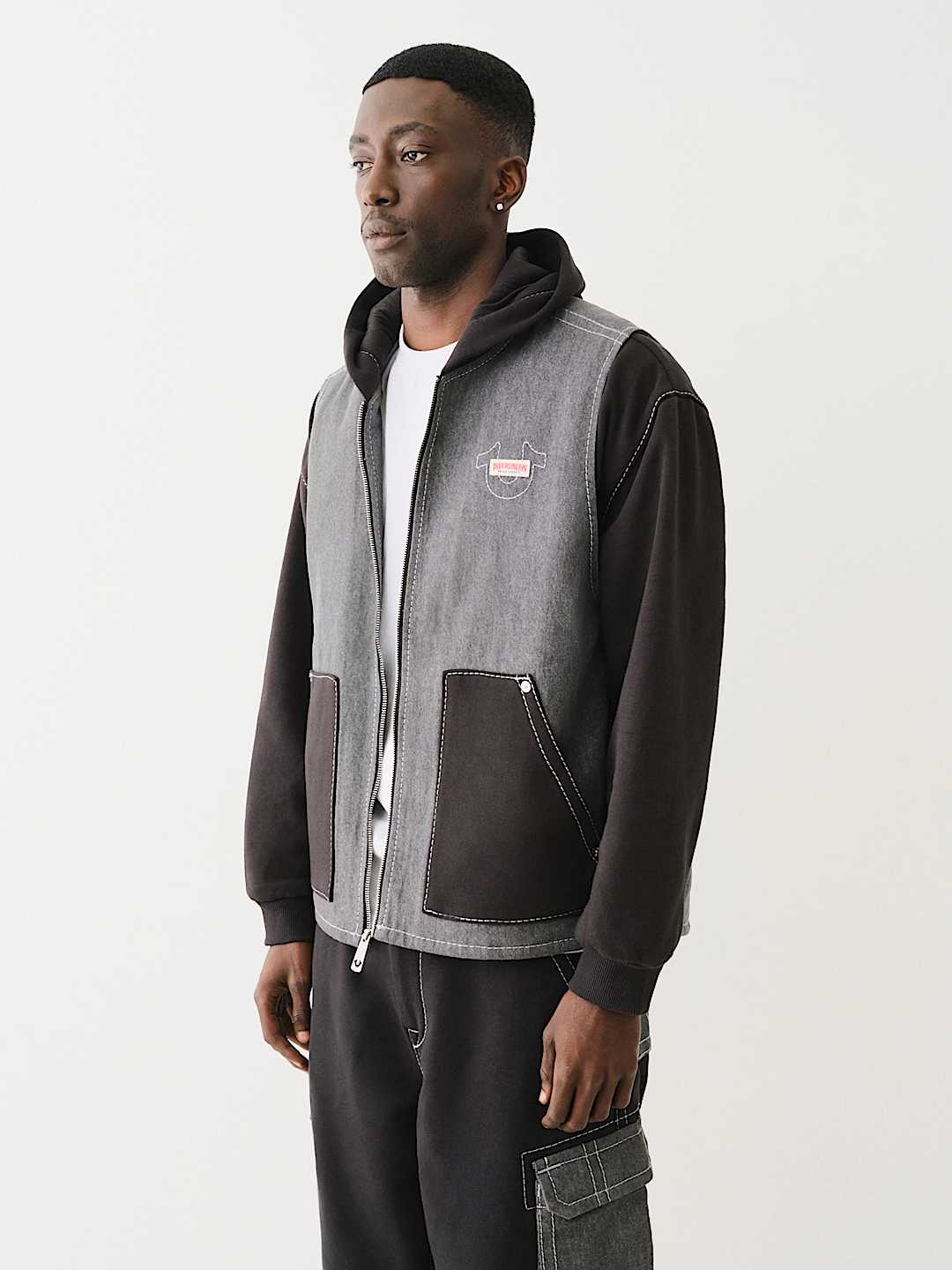 True Religion - HEAVY WEIGHT FLEECE LINED BIG T DENIM JACKET