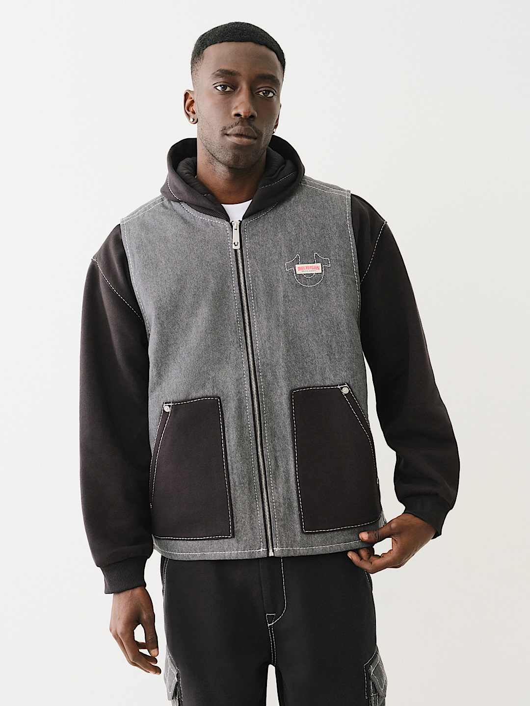 True Religion - HEAVY WEIGHT FLEECE LINED BIG T DENIM JACKET