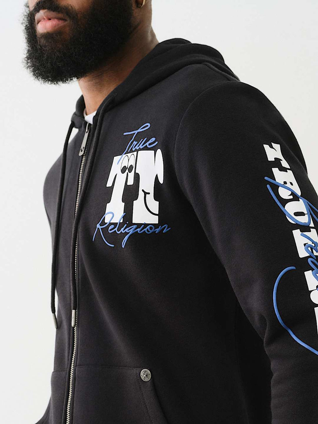 True Religion - Puff Print Logo Zip Hoodie