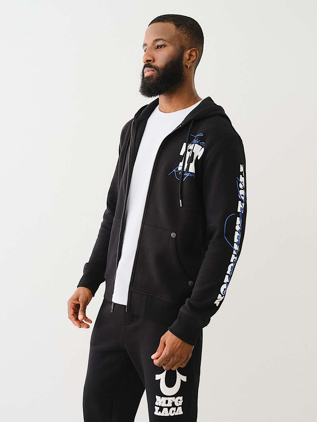 True Religion - Puff Print Logo Zip Hoodie