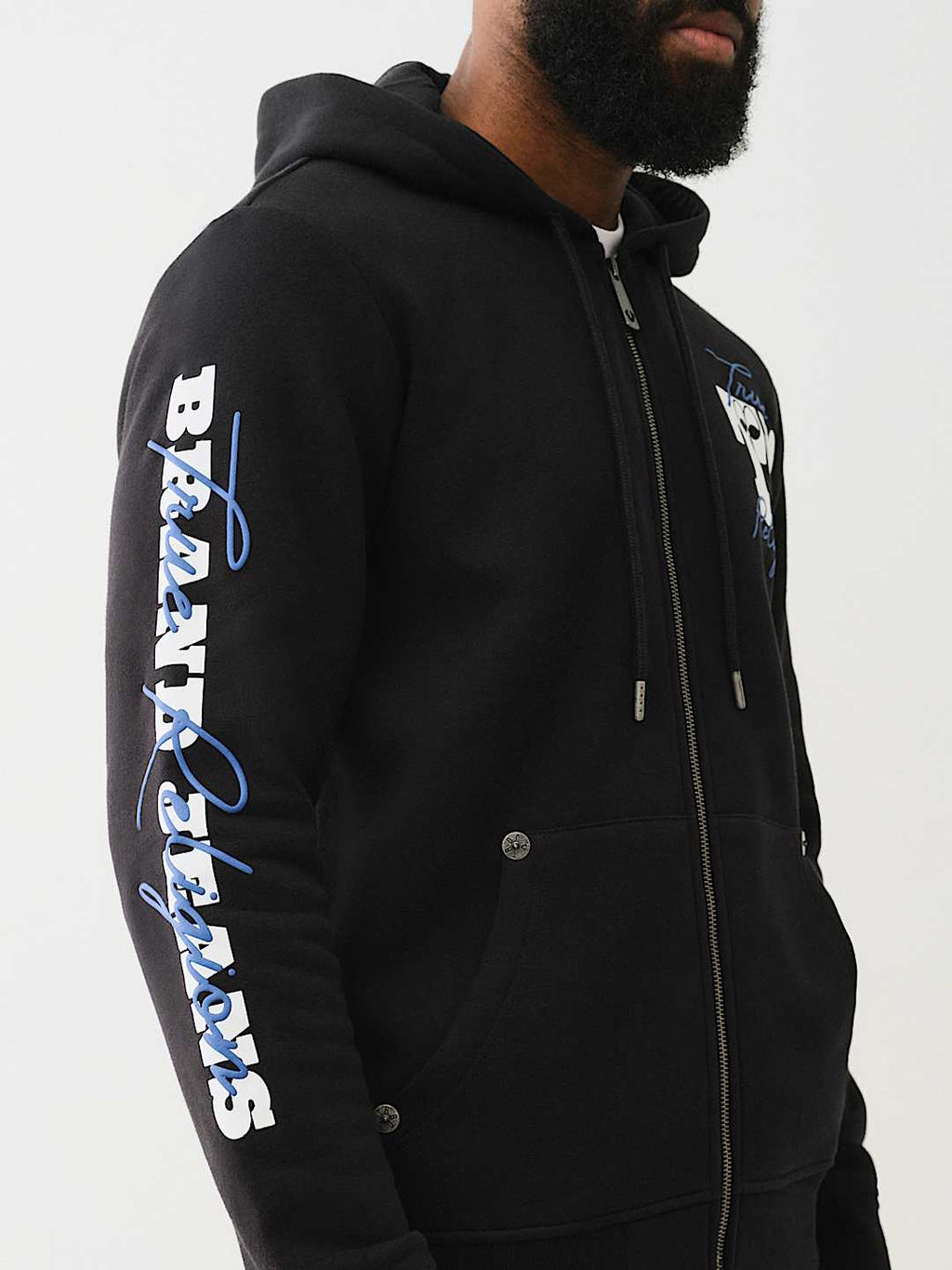 True Religion - Puff Print Logo Zip Hoodie