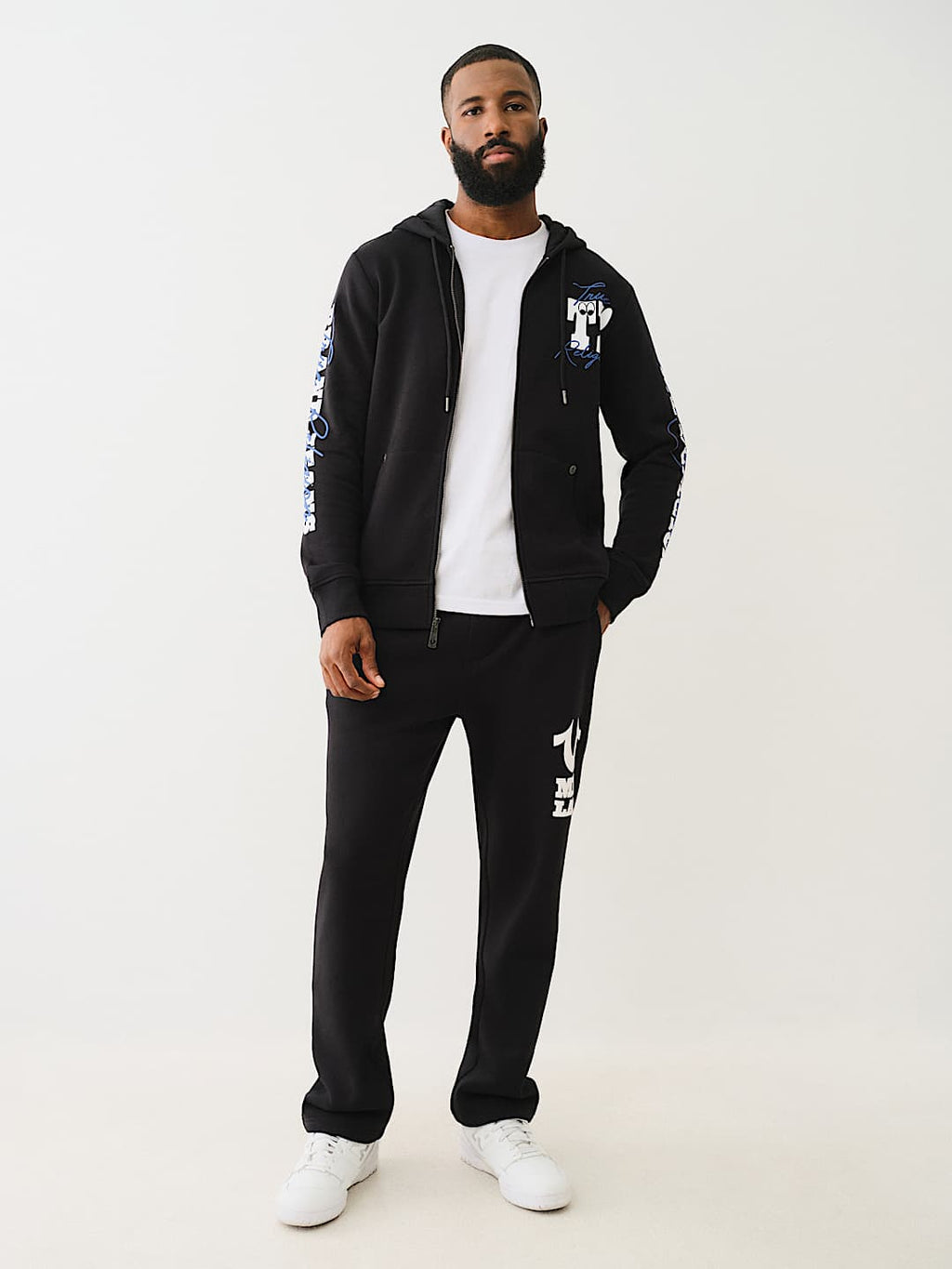 True Religion - Puff Print Logo Zip Hoodie