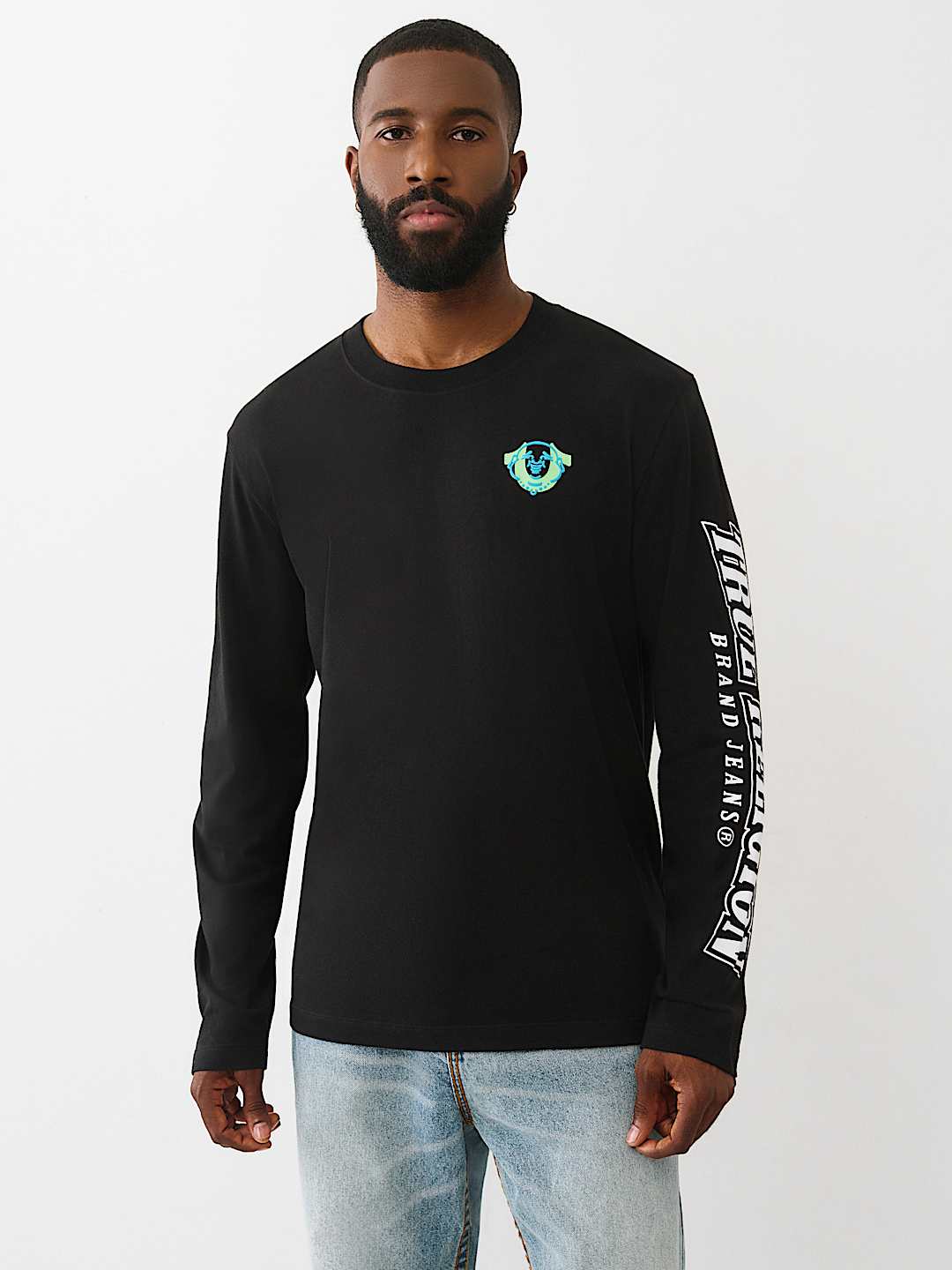 True Religion - Puff Print Horseshoe Long Sleeve Tee