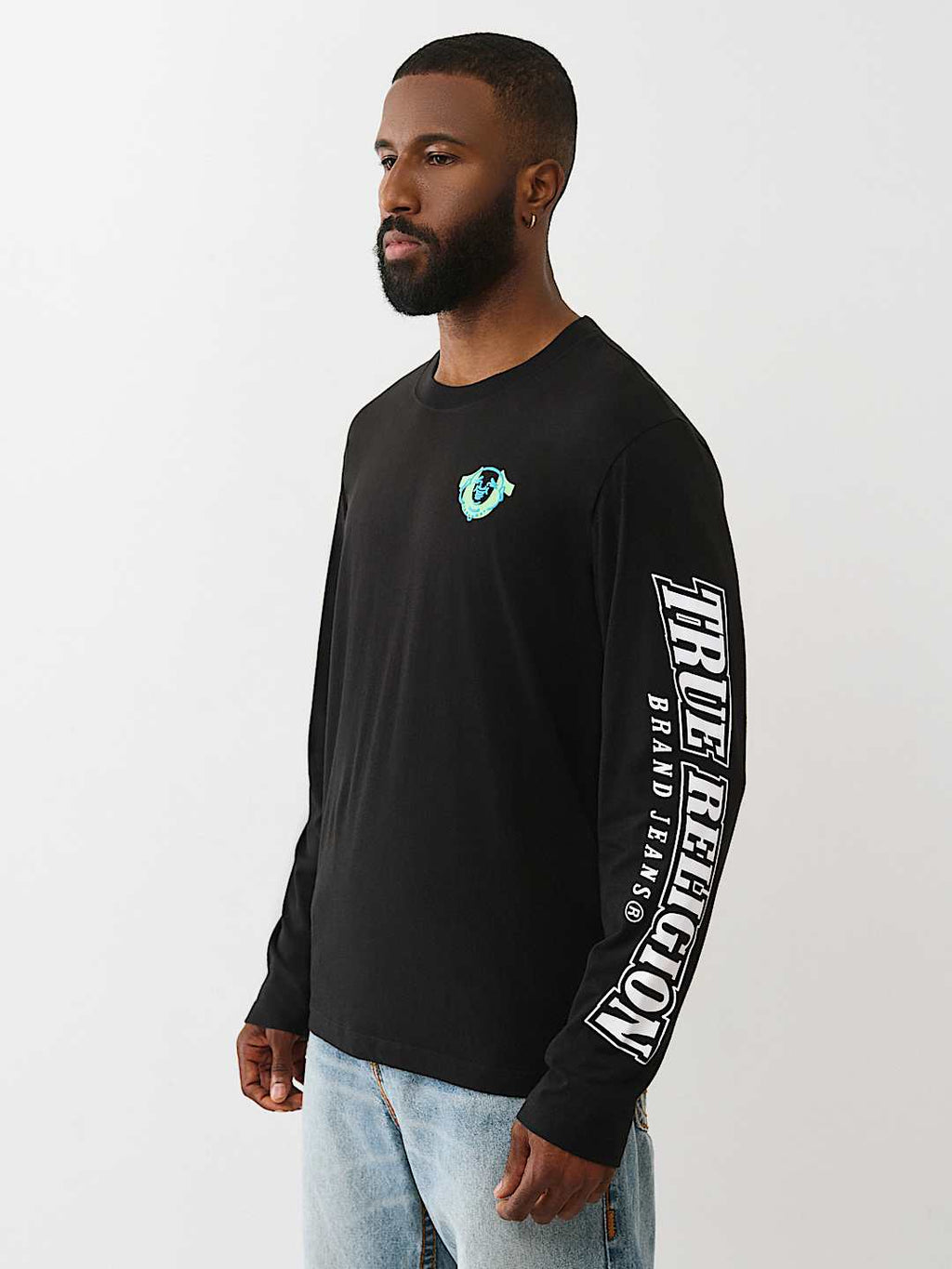 True Religion - Puff Print Horseshoe Long Sleeve Tee