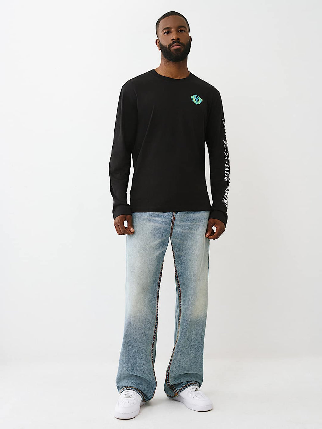 True Religion - Puff Print Horseshoe Long Sleeve Tee