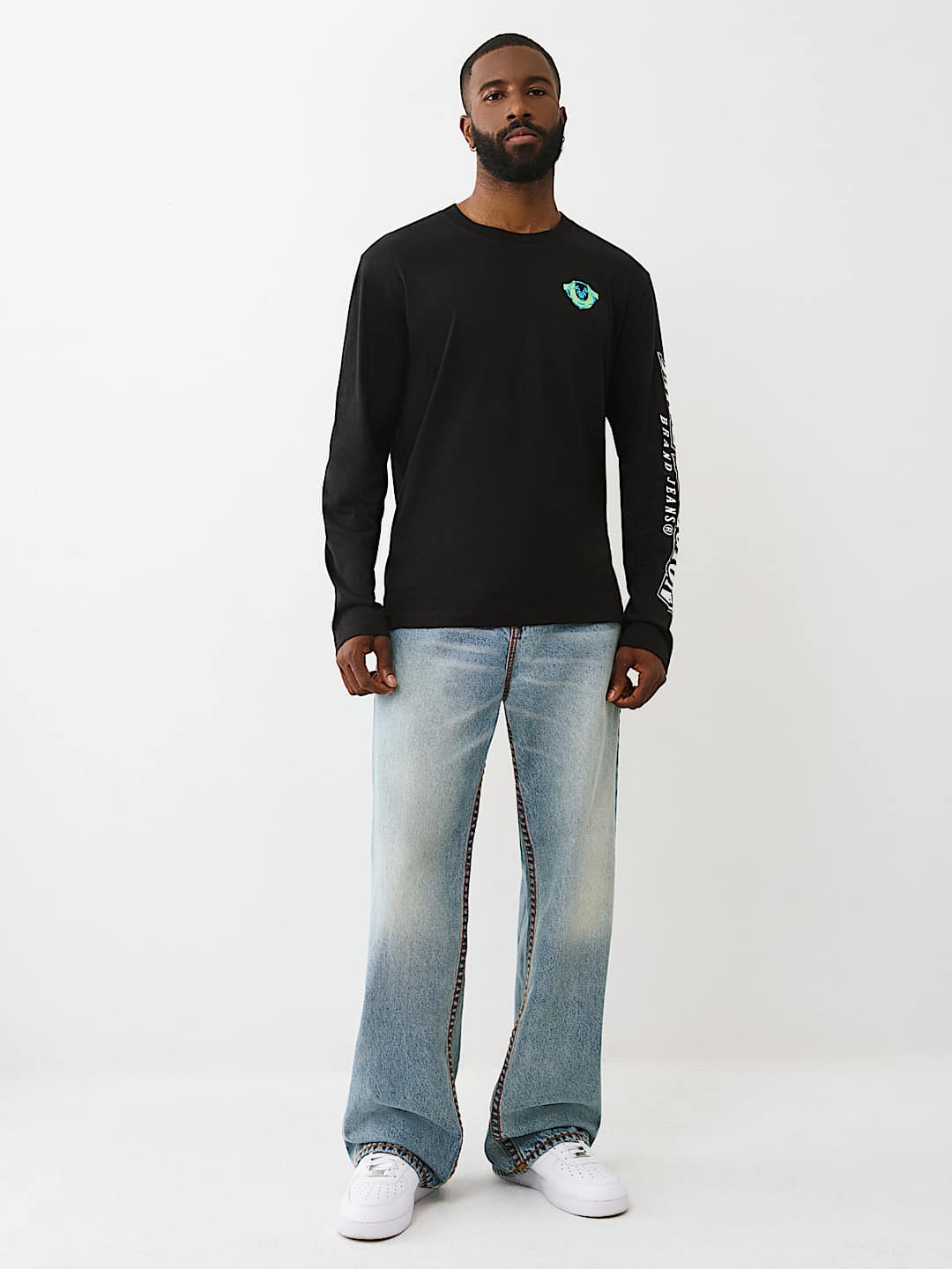 True Religion - Puff Print Horseshoe Long Sleeve Tee