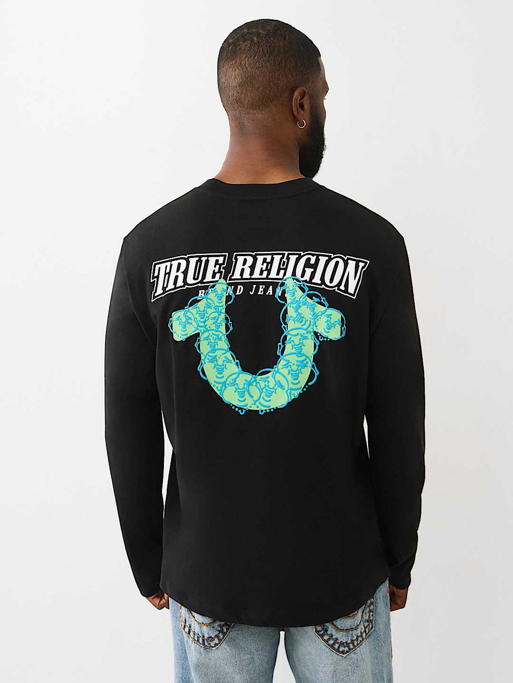 True Religion - Puff Print Horseshoe Long Sleeve Tee