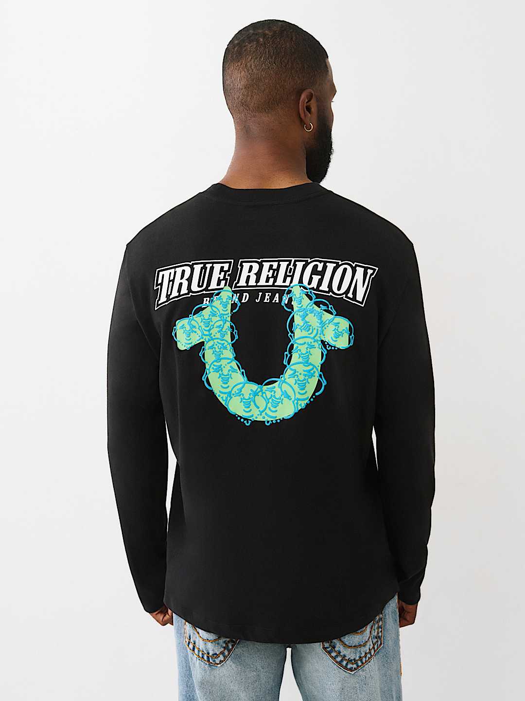 True Religion - Puff Print Horseshoe Long Sleeve Tee