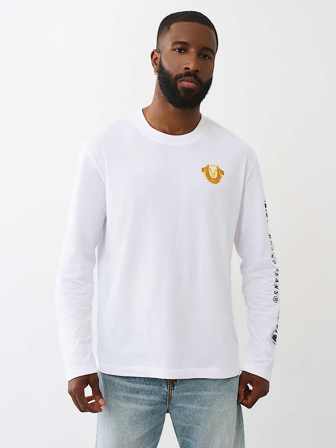 True Religion - Puff Print Horseshoe Long Sleeve Tee