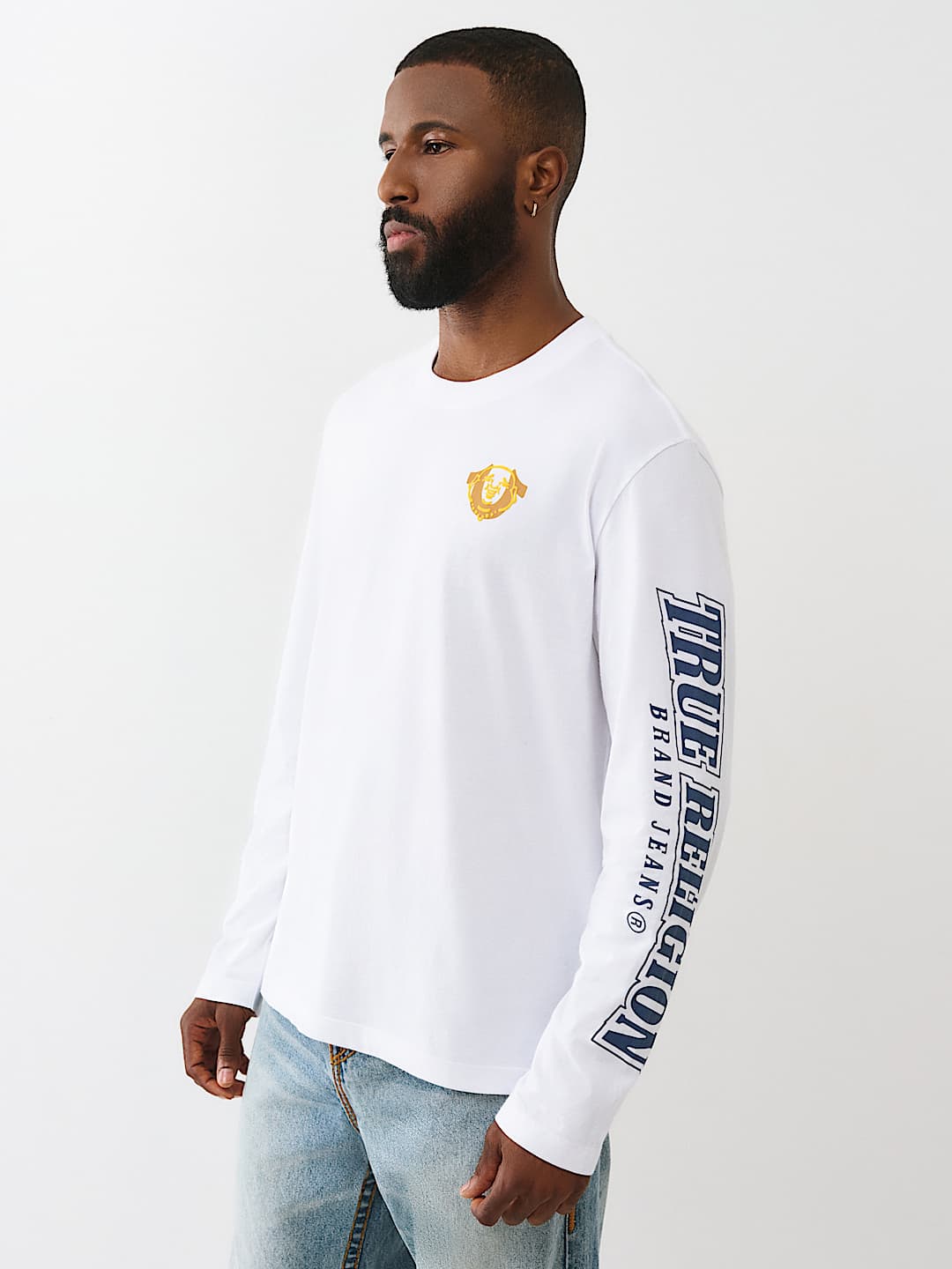 True Religion - Puff Print Horseshoe Long Sleeve Tee