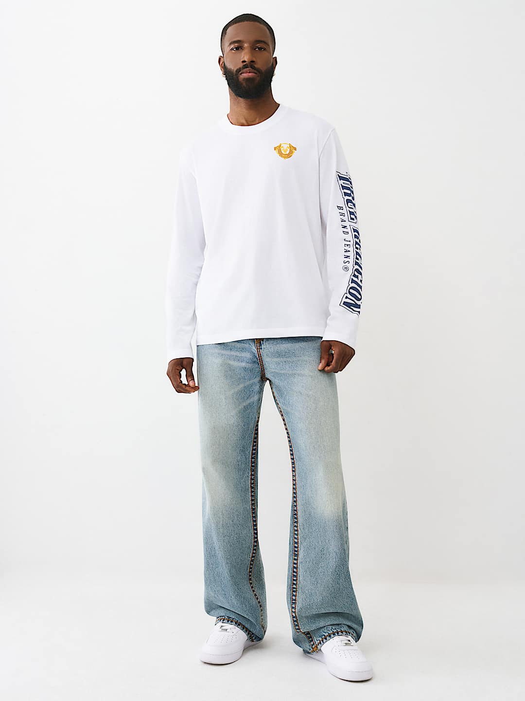 True Religion - Puff Print Horseshoe Long Sleeve Tee