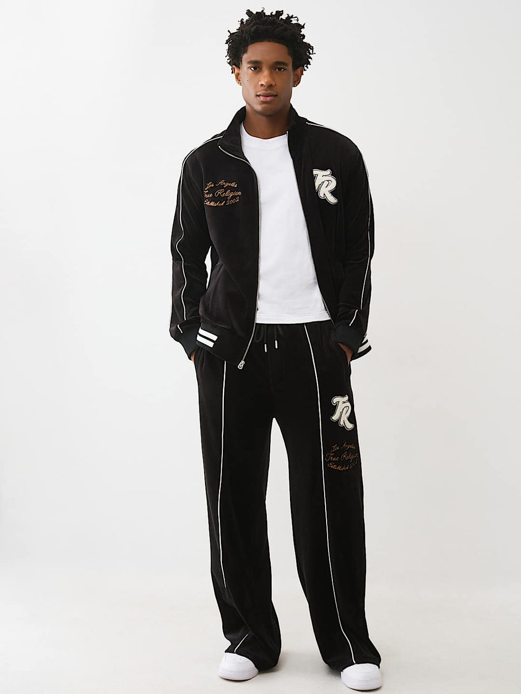 True Religion - LOGO PATCH VELOUR TRACK PANT