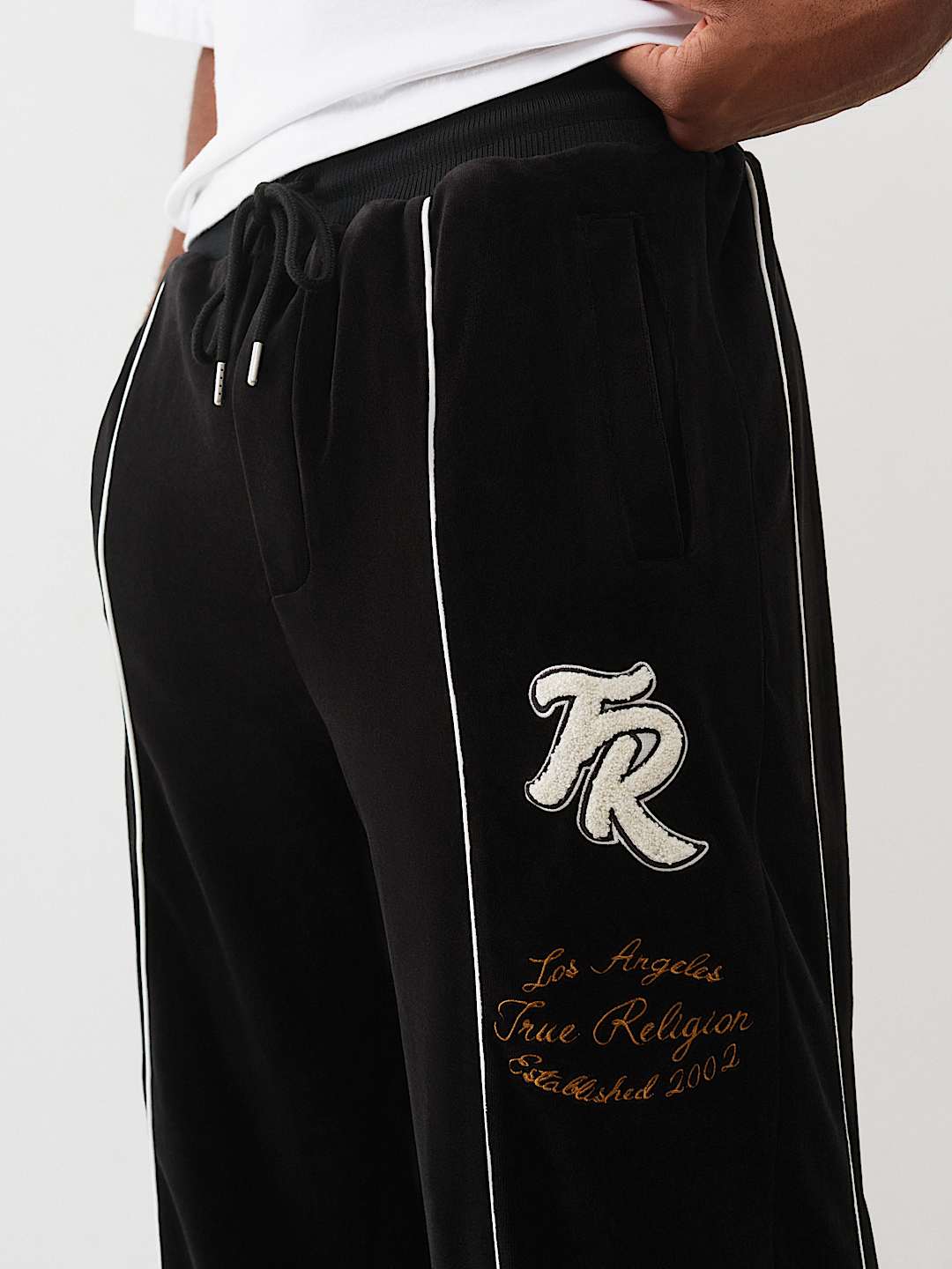 True Religion - LOGO PATCH VELOUR TRACK PANT