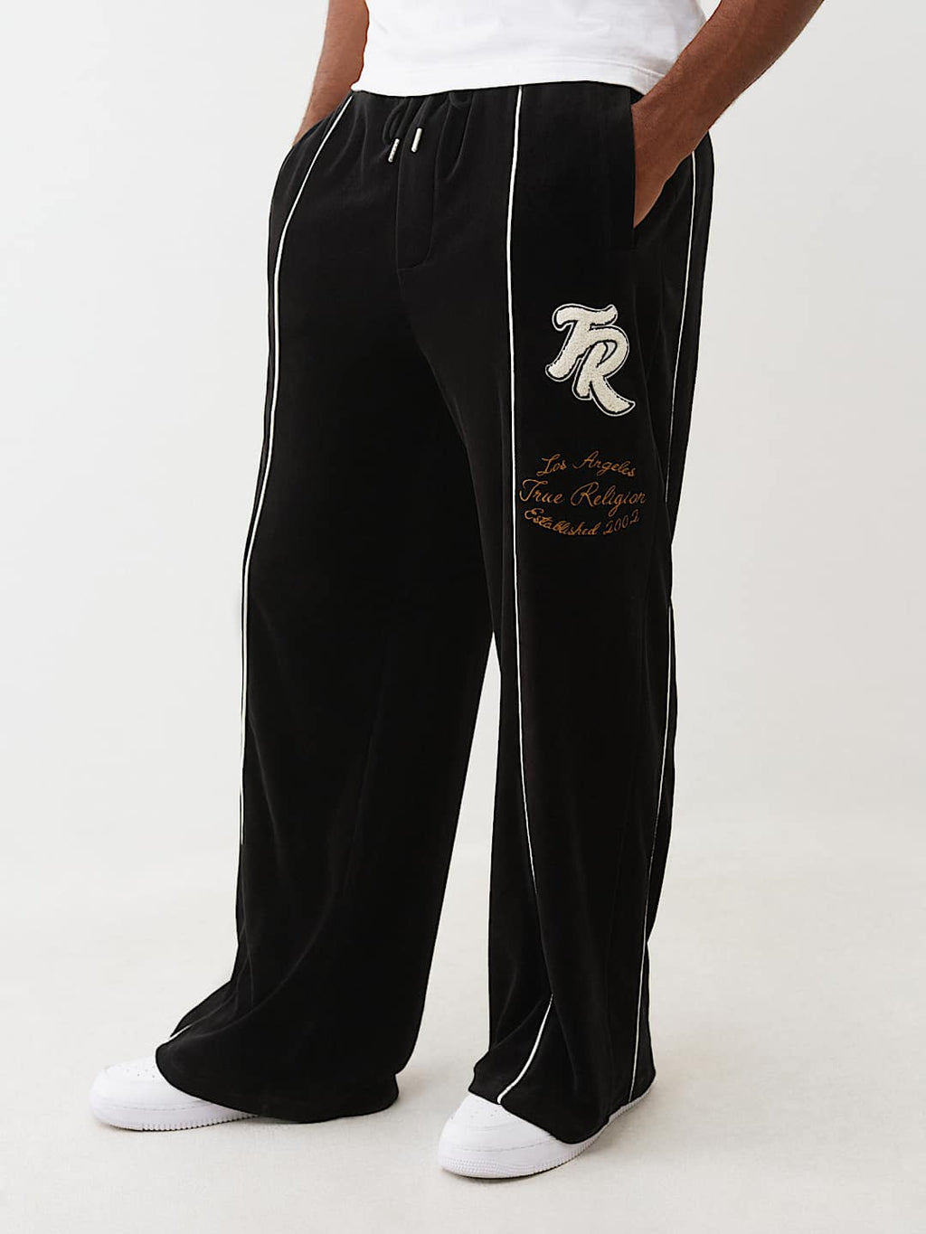 True Religion - LOGO PATCH VELOUR TRACK PANT