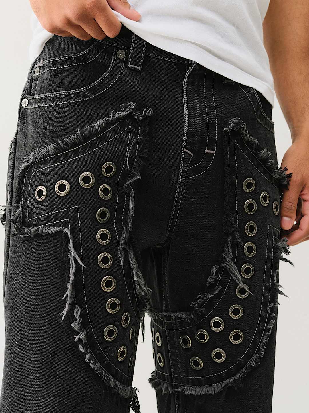 True Religion - Vinny Studded Horseshoe Applique Ultra Baggy Jean
