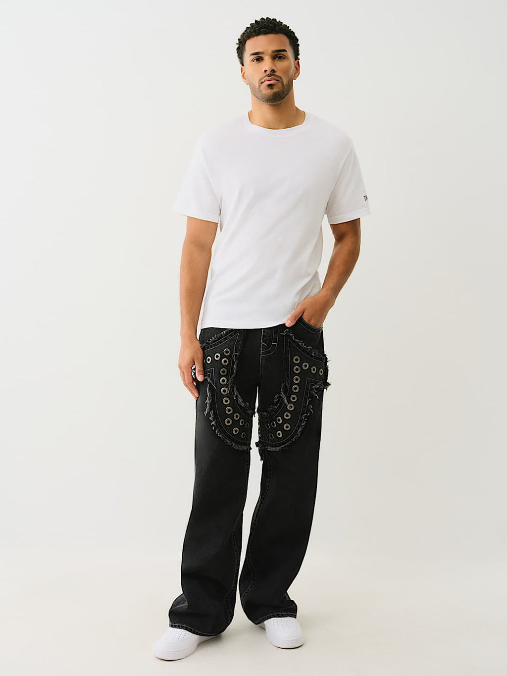 True Religion - Vinny Studded Horseshoe Applique Ultra Baggy Jean