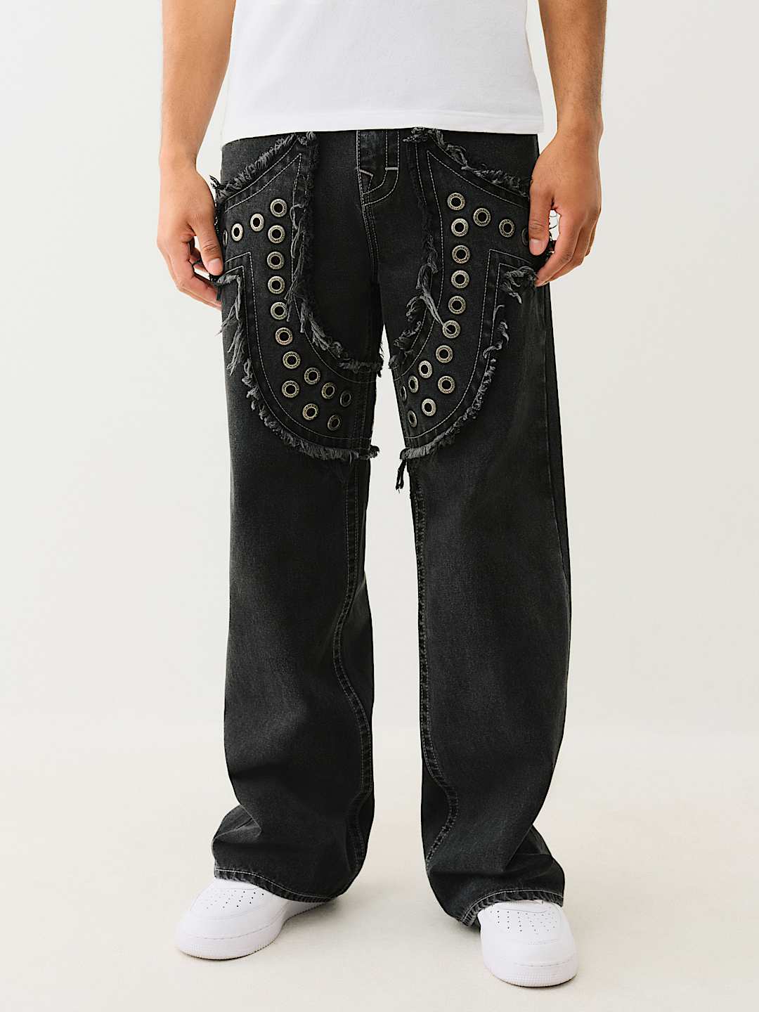 True Religion - Vinny Studded Horseshoe Applique Ultra Baggy Jean
