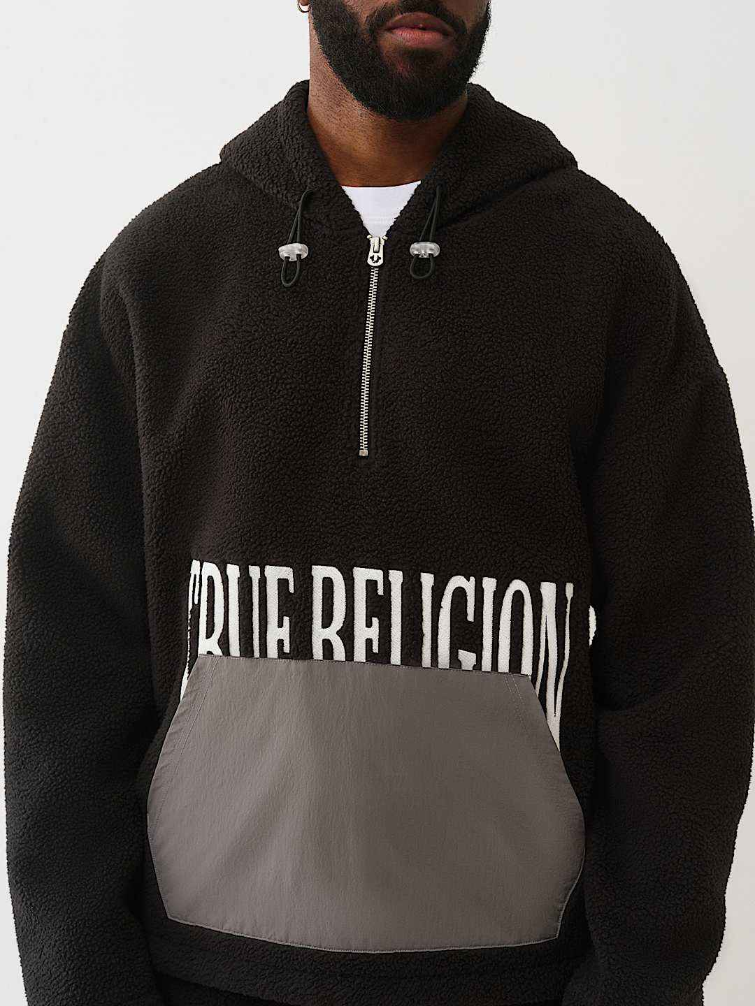 TRUE RELIGION - FLEECE HALF-ZIP HOODIE IMMEDIATE