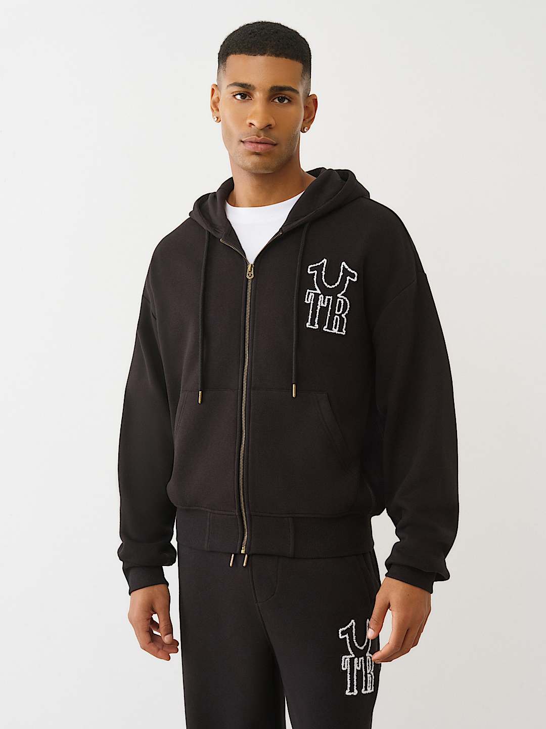 True Religion - HORSESHOE APPLIQUÉ ZIP HOODIE