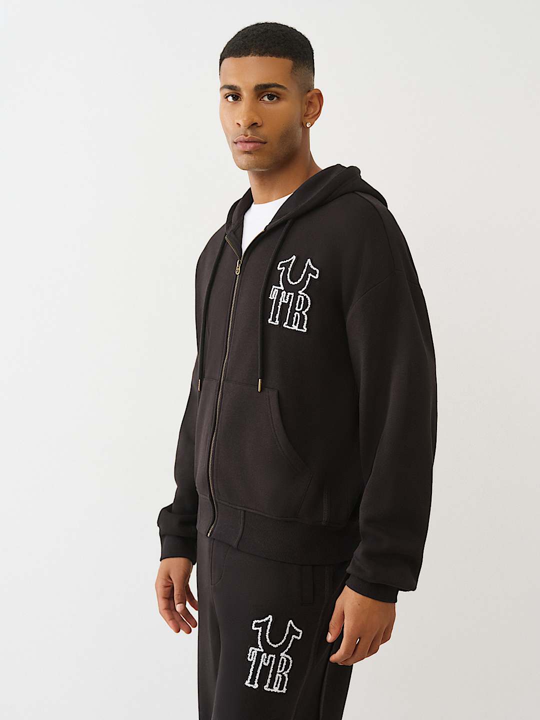 True Religion - HORSESHOE APPLIQUÉ ZIP HOODIE