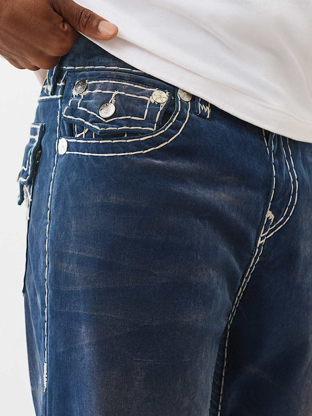 True Religion - Vinny Blue Velvet Super T Ultra Baggy Jean 34"