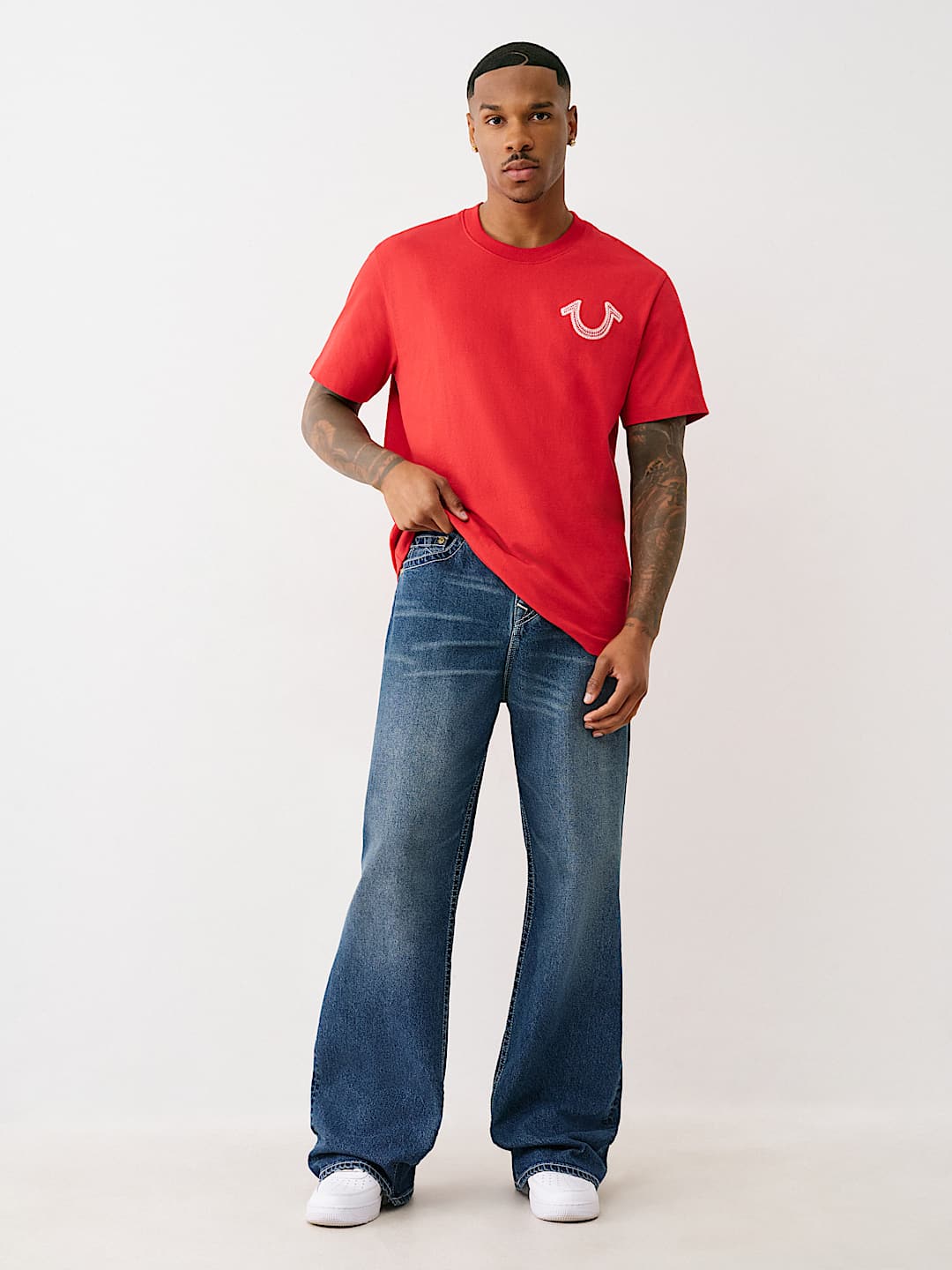 True Religion - Vinny Embroidered Buddha Pocket Ultra Baggy Jean