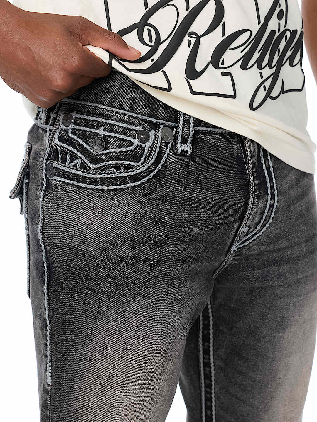 True Religion - Ricky Rope Stitch Flap Straight Jean 34"