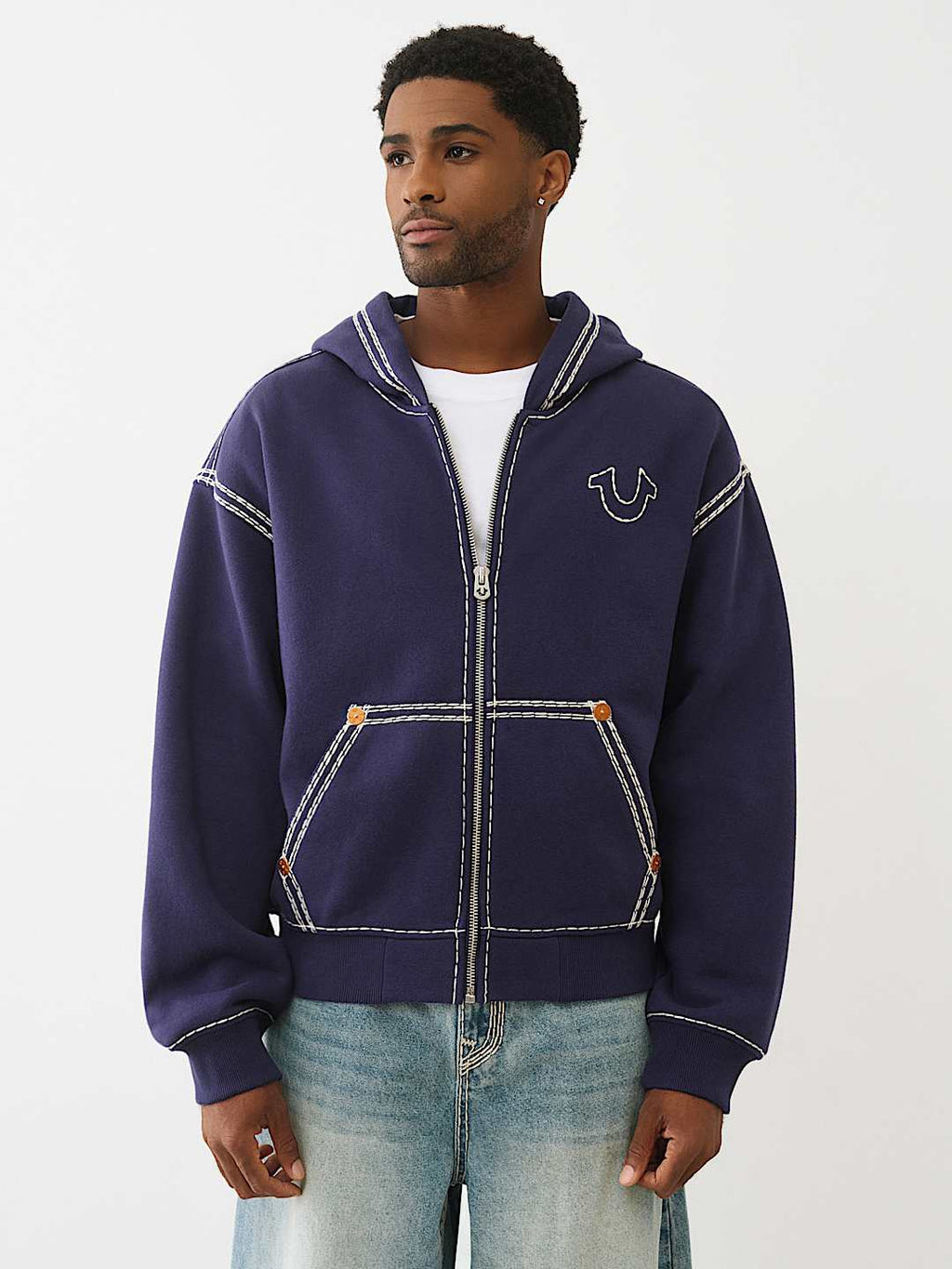 True Religion - Super Qt Boxy Zip Hoodie