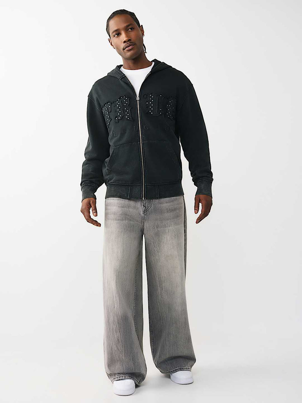 True Religion - Studded Logo Zip Hoodie