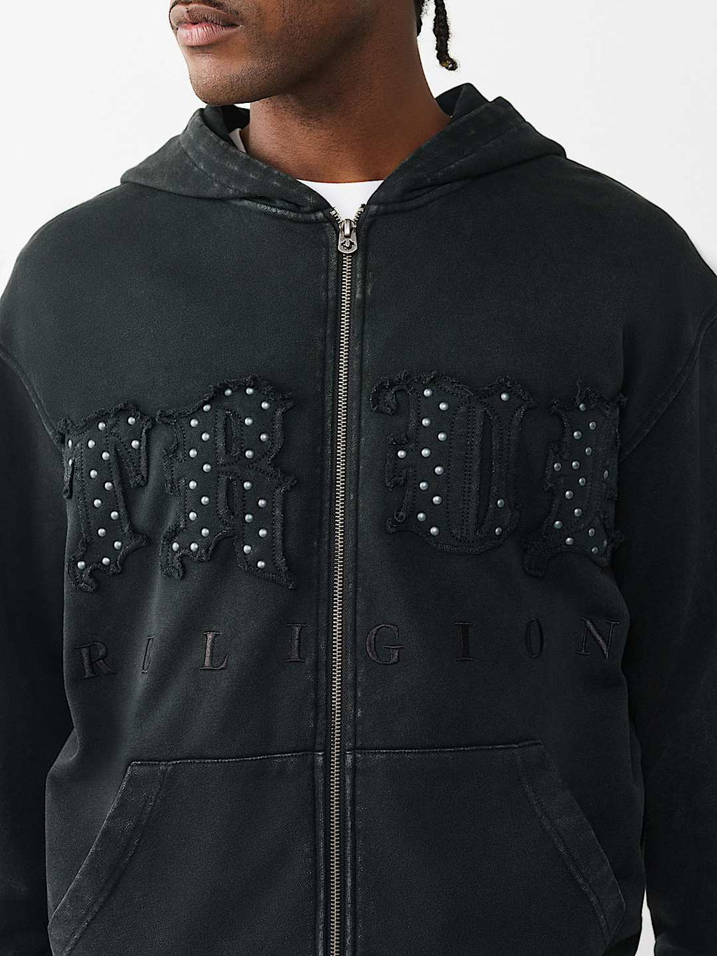 True Religion - Studded Logo Zip Hoodie