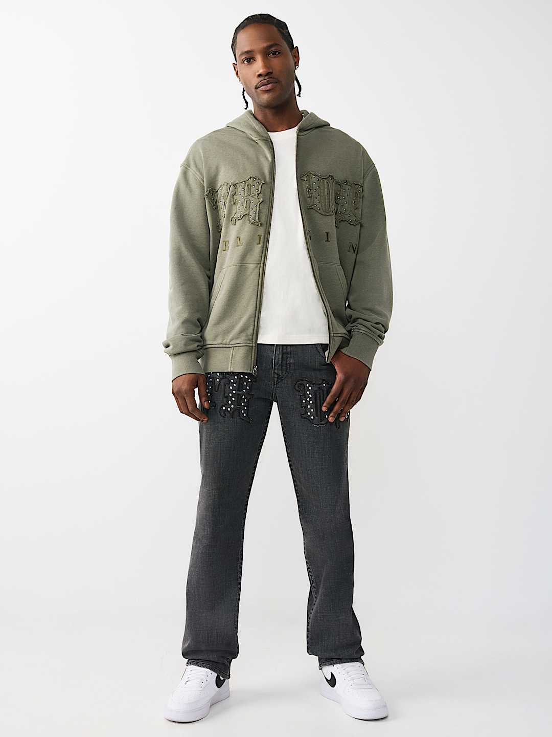 True Religion - Studded Logo Zip Hoodie