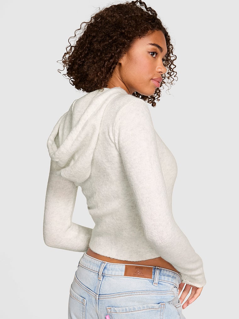 Victoria Secret - Front-Zip Shrunken Sweater Hoodie