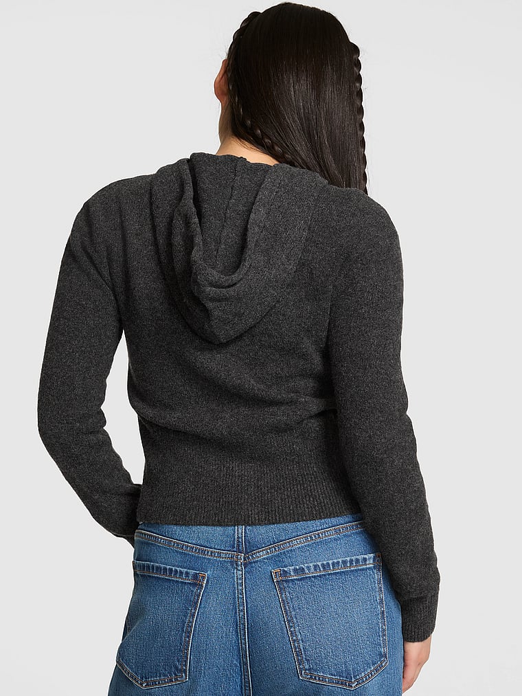 Victoria Secret - Front-Zip Shrunken Sweater Hoodie