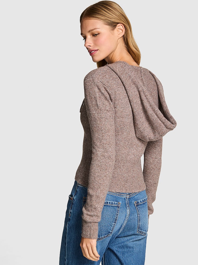 Victoria Secret - Front-Zip Shrunken Sweater Hoodie