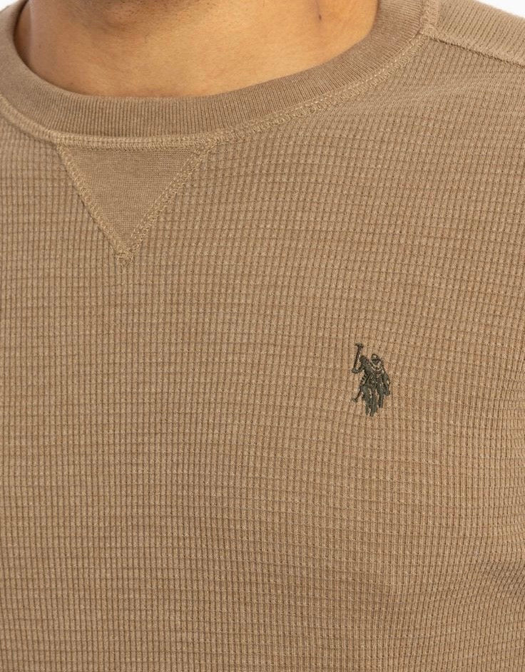 U.S. Polo - Waffle Knit Long Sleeve Crewneck IMMEDIATE